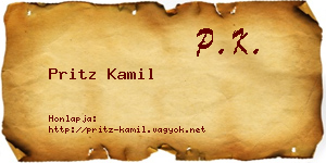 Pritz Kamil névjegykártya